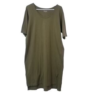 Eileen Fisher Olive Midi Scoop Neck T-Shirt Dress